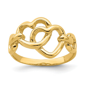 14KT Double Cut-out Heart Ring