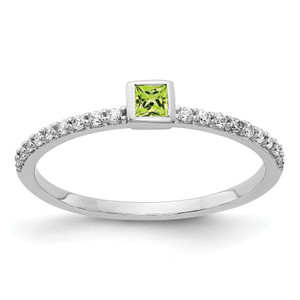 14KT White Gold Diamond and Princess Gemstone Ring