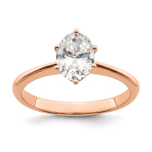 14KT Rose Gold (Holds 1 carat (7x5mm) Oval) 6-Prong with .02 carat Diamond Leaf Design Semi-Mount Engagement Ring