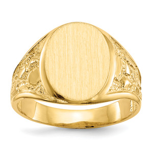 10KTy 15.0x11.5mm Open Back Men's Signet Ring