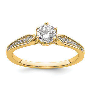 14KT Gold (Holds 1/2 carat (5.2mm) Round Center) 1/15 carat Diamond Semi-Mount Engagement Ring