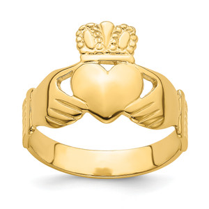 14KT Polished Claddagh Ring (Size 9)