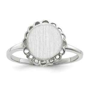 14KT White Gold 9.0x8.5mm Open Back Signet Ring