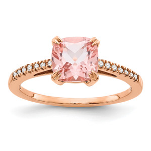 10KT Rose Gold Blush Topaz & Diamond Ring