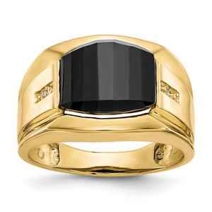 10KT Men's Diamond and Black Onyx Ring