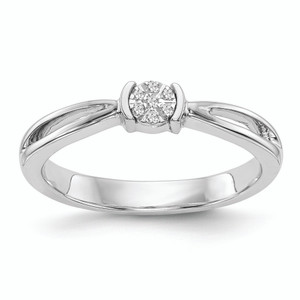 First Promise 14KT White Gold Cluster .03 carat Round Diamond Complete Promise/Engagement Ring