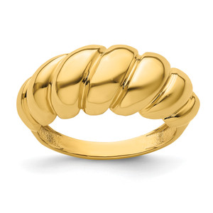 Herco 14KT Polished and Grooved Domed Shrimp Ring