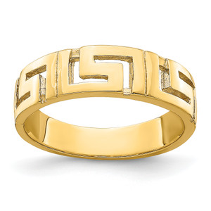 14KT Greek Key Band with Tapered Shank Ring