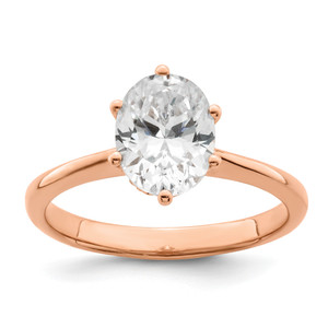 14KT Rose Gold (Holds 1.5 carat (8x6mm) Oval) 6-Prong with .03 carat Diamond Leaf Design Semi-Mount Engagement Ring