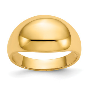 14KT 10mm Domed-top Tapered Cigar Band Ring