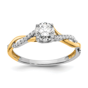 14KT Two-tone Diamond Semi-mount Criss-Cross Engagement Ring