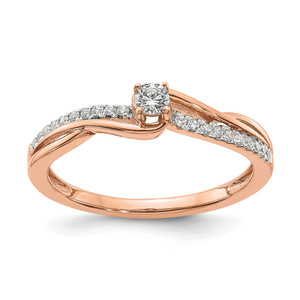 14KT Rose Gold By-Pass (Holds 1/10 carat (2.9mm) Round Center) 1/5 carat Diamond Semi-Mount Engagement Ring