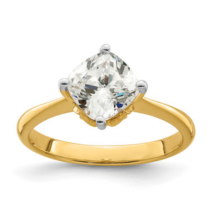 14KT (Holds 2 carat (7.60 mm) Cushion-cut) 4-Prong with 1/15 carat Diamond Leaf Design Semi-Mount Engagement Ring