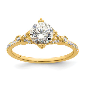 14KT (Holds 1 carat (6.5mm) Round Center) 1/8 carat Diamond Semi-Mount Engagement Ring