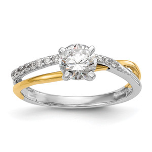 14KT Two-tone By-Pass Peg Set 1/8 carat Diamond Semi-mount Engagement Ring