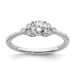 14KT White Gold (Holds 1/2 carat (5.2mm) Round Center) 1/8 carat Diamond Semi-mount Engagement Ring