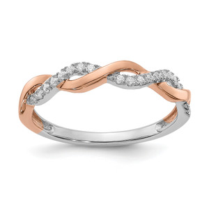 14KT White and Rose Gold Criss-Cross 1/8 carat Diamond Complete Wedding Band