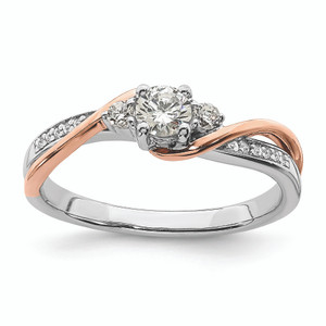 10KT White and Rose Gold (Holds 1/4 carat (4.1mm) Round Center) 1/8 carat Diamond Semi-mount Engagement Ring