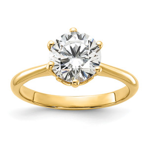 14KT (Holds 2 carat (8.20 mm) Round) 4-Prong with 1/20 carat Diamond Leaf Design Semi-Mount Engagement Ring