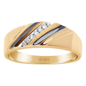 10KT Yellow Gold Men's Diamond Ring with Black Rhodium Accent
