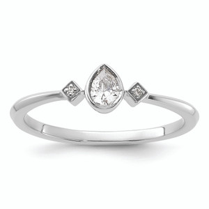 14KT White Gold Petite 3-Stone 1/15 carat Pear Diamond Complete Promise/Engagement Ring
