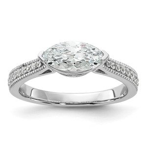 14KT White Gold East West (Holds 1 carat (10.5x5.6mm) Marquise Center) 1/8 carat Diamond Semi-Mount Engagement Ring