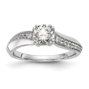 14KT White Gold Diamond Round Semi-mount By-Pass Engagement Ring
