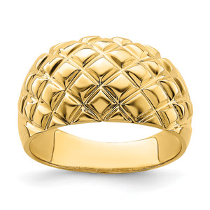 14KT Polished Basket Weave Pattern Ring