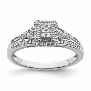 10KT White Gold Rectangular Halo Cluster 1/5 carat Diamond Complete Engagement Ring