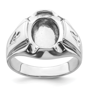 14KT White Gold Men's Polished and Grooved Masonic Ring Mounting