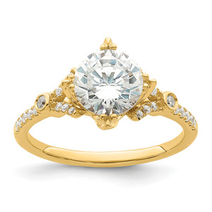 14KT (Holds 1.5 carat (7.5mm) Round Center) 1/6 carat Diamond Semi-Mount Engagement Ring