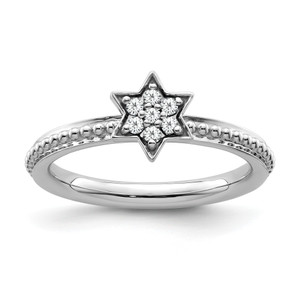 14KT White Gold Stackable Expressions Diamond Star Ring