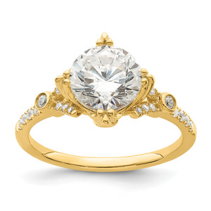 14KT (Holds 2 carat (8.2mm) Round Center) 1/6 carat Diamond Semi-Mount Engagement Ring