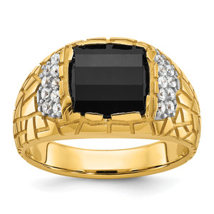 IBGoodman 10KT Men's Polished and Nugget Textured Gemstone Ring Mounting