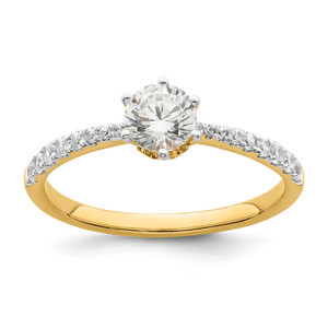 14KT Gold Leaf Design (Holds 1/2 carat (5.2mm) Round Center) 1/4 carat Diamond Semi-Mount Engagement Ring