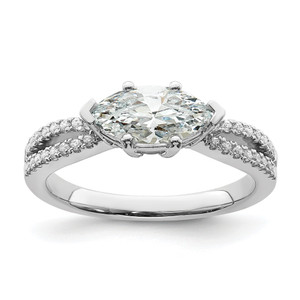 14KT White Gold East West (Holds 1 carat (10.5x5.6mm) Marquise Center) 1/6 carat Diamond Semi-Mount Engagement Ring