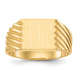 14KT 9.0x9.0mm Closed Back Signet Ring