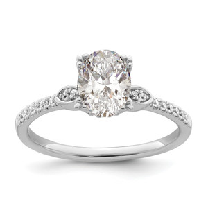 14KT White Gold (Holds 1 carat (8.00x6.1mm) Oval Center) 1/6 carat Diamond Semi-Mount Engagement Ring