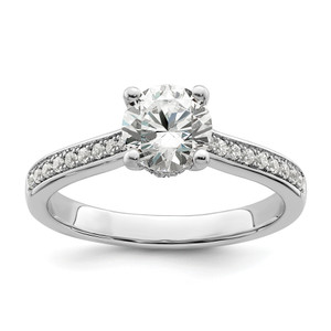 True Origin White Gold 1/5 carat Lab Grown Diamond VS/SI  D E F  Round Semi Mound Engagement Ring