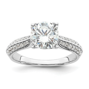 14KT White Gold (Holds 1.5 carat (7.5mm) Round Center) 1/4 carat Diamond Semi-Mount Engagement Ring