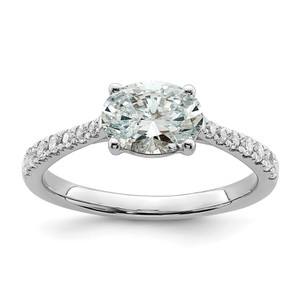 14KT White Gold East West (Holds 3/4 carat (7.1x5.4mm) Oval Center) 1/4 carat Diamond Semi-Mount Engagement Ring