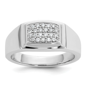 10KT White Gold Polished Pave Lab Grown VS/SI FGH Dia Men's Ring