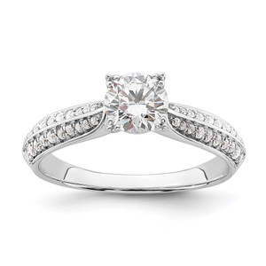 14KT White Gold (Holds 3/4 carat (5.8mm) Round Center) 1/5 carat Diamond Semi-Mount Engagement Ring