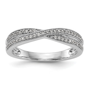 14KT White Gold Criss-Cross 1/5 carat Diamond Complete Wedding Band