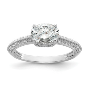 14KT White Gold East West (Holds 3/4 carat (7.1x5.4mm) Oval Center) 1/5 carat Diamond Semi-Mount Engagement Ring