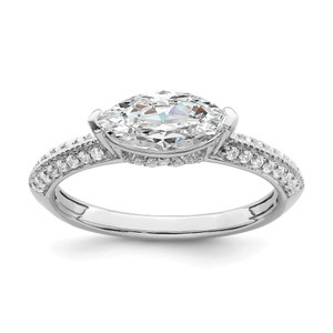 14KT White Gold East West (Holds 1 carat (10.5x5.6mm) Marquise Center) 1/4 carat Diamond Semi-Mount Engagement Ring