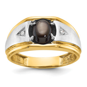 IBGoodman 10KT Two-tone Men's Polished Satin and Grooved Gemstone and Diamond Ring Mounting