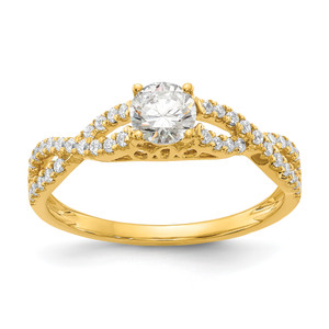 14KT Criss-Cross (Holds 3/8 carat Round Center) 1/4 carat Diamond Semi-mount Engagement Ring
