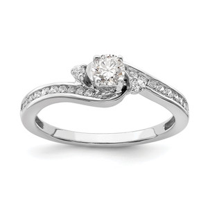 14KT White Gold By-Pass (Holds 1/4 carat (4.1mm) Round Center) 1/4 carat Diamond Semi-mount Engagement Ring