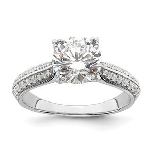 14KT White Gold (Holds 2 carat (8.2mm) Round Center) 1/4 carat Diamond Semi-Mount Engagement Ring